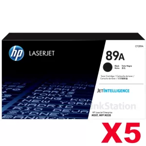 5 x HP 89A CF289A Genuine Black Toner Cartridge - 5,000 Pages