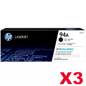 3 x HP 94A CF294A Genuine Black Toner Cartridge - 1,200 Pages