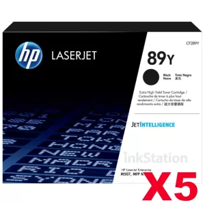 5 x HP 89Y CF289Y Extra High Yield Genuine Black Toner Cartridge - 20,000 Pages