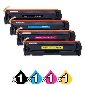 4 Pack HP CF500X-CF503X (202X) Compatible High Yield Toner Cartridges [1BK,1C,1M,1Y]