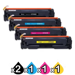 5 Pack HP CF500X-CF503X (202X) Compatible High Yield Toner Cartridges [2BK,1C,1M,1Y]