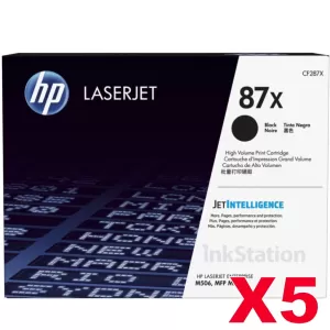 5 x HP CF287X (87X) Genuine Black Toner Cartridge - 18,000 Pages