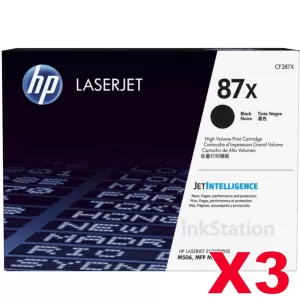 3 x HP CF287X (87X) Genuine Black Toner Cartridge - 18,000 Pages