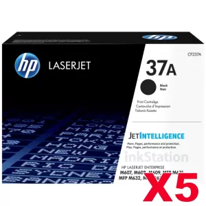 5 x HP CF237A (37A) Genuine Black Toner Cartridge - 11,000 Pages
