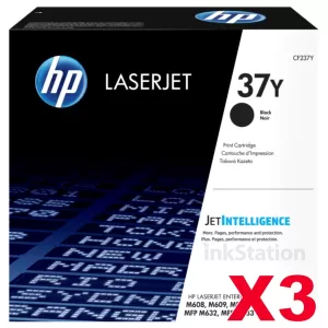 3 x HP CF237Y (37Y) Genuine Black Extra High Yield Toner Cartridge - 41,000 Pages