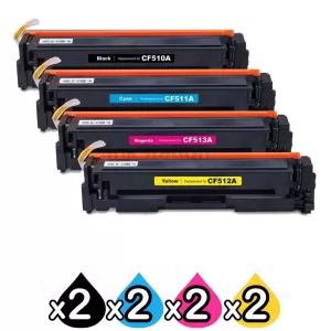 2 Sets of 4 Pack HP 204A (CF510A-CF513A) Compatible Toner Cartridges [2BK,2C,2M,2Y]