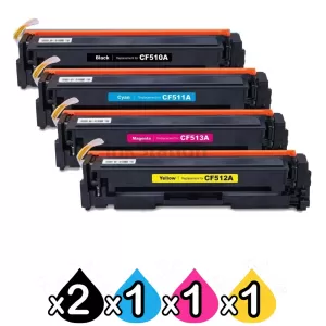 5 Pack HP 204A (CF510A-CF513A) Compatible Toner Cartridges [2BK,1C,1M,1Y]