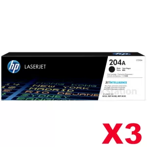3 x HP 204A (CF510A) Genuine Black Toner Cartridge - 1,100 pages