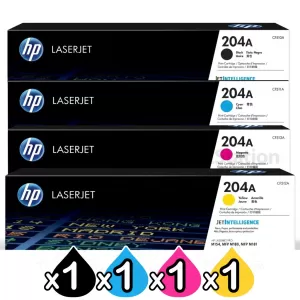 4 Pack HP 204A (CF510A-CF513A) Genuine Toner Cartridges [1BK,1C,1M,1Y]