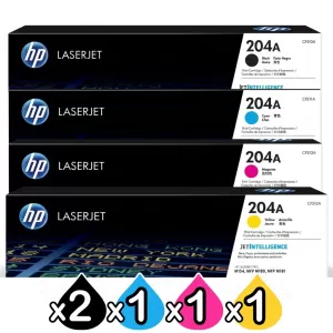 5 Pack HP 204A (CF510A-CF513A) Genuine Toner Cartridges [2BK,1C,1M,1Y]