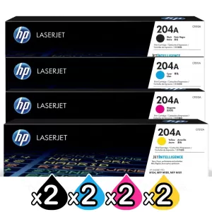 2 Sets of 4 Pack HP 204A (CF510A-CF513A) Genuine Toner Cartridges [2BK,2C,2M,2Y]