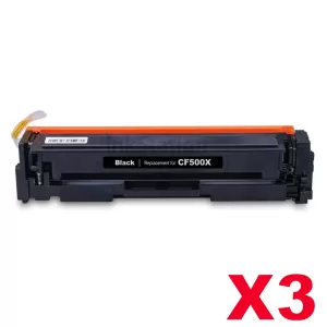 3 x HP CF500X (202X) Compatible Black High Yield Toner Cartridge - 3,200 Pages