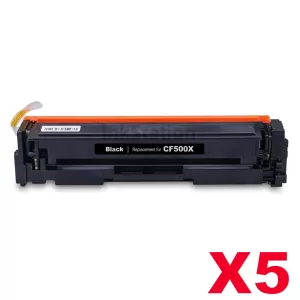 5 x HP CF500X (202X) Compatible Black High Yield Toner Cartridge - 3,200 Pages