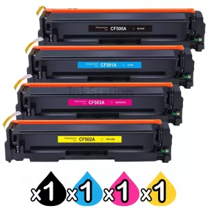 4 Pack HP CF500A-CF503A (202A) Compatible Toner Cartridges [1BK,1C,1M,1Y]