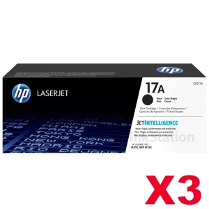 3 x HP CF217A (17A) Genuine Black Toner Cartridge - 1,600 Pages