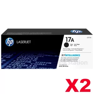 2 x HP CF217A (17A) Genuine Black Toner Cartridge - 1,600 Pages