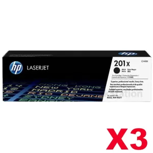 3 x HP CF400X (201X) Genuine Black Toner Cartridge - 2,800 Pages
