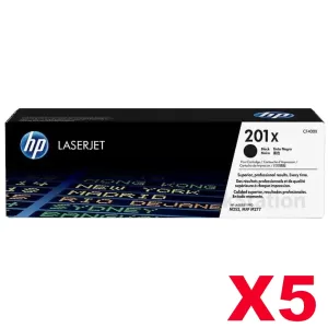 5 x HP CF400X (201X) Genuine Black Toner Cartridge - 2,800 Pages