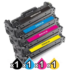 4 Pack HP CF380X-CF383A (312X/312A) Compatible High Yield Toner Cartridges [1BK,1C,1M,1Y]