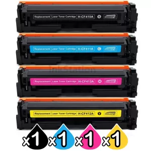 4 Pack HP 410A (CF410A-CF413A) Compatible Toner Cartridges [1BK,1C,1M,1Y]