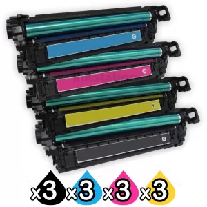 3 sets of 4 Pack HP 508X (CF360X-CF363X) Compatible Toner Cartridges [3BK,3C,3M,3Y]