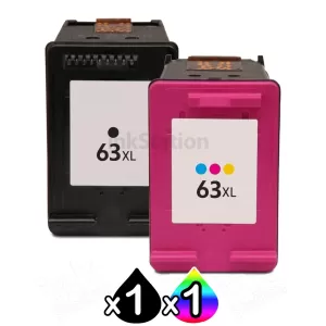 2 Pack HP 63XL Compatible High Yield Inkjet Cartridges F6U64AA + F6U63AA [1BK,1CL]