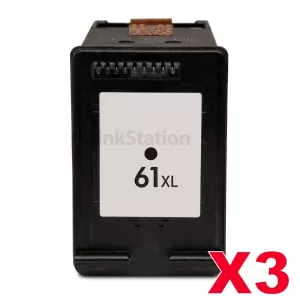 3 x HP 61XL Compatible Black High Yield Inkjet Cartridge CH563WA - 430 Pages