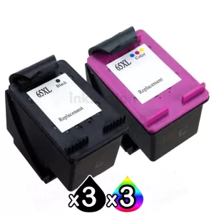 6 Pack HP 65XL Compatible High Yield Ink Combo N9K04AA + N9K03AA [3BK,3CL]
