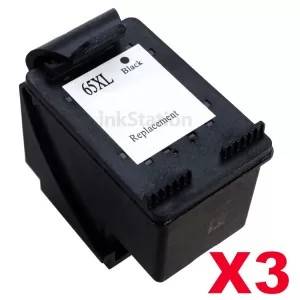 3 x HP 65XL Compatible Black High Yield Inkjet Cartridge N9K04AA - 300 Pages