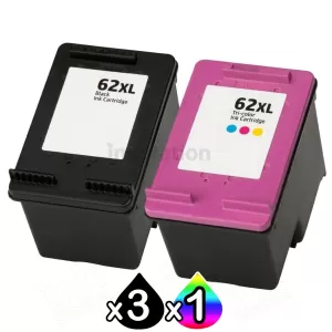 4 Pack HP 62XL Compatible High Yield Inkjet Cartridges C2P05AA + C2P07AA [3BK,1CL]