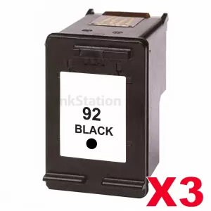 3 x HP 92 Compatible Black Inkjet Cartridge C9362WA