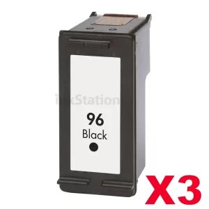 3 x HP 96 Compatible Black Inkjet Cartridge C8767WA - 800 Pages
