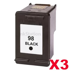 3 x HP 98 Compatible Black Inkjet Cartridge C9364WA - 400 Pages