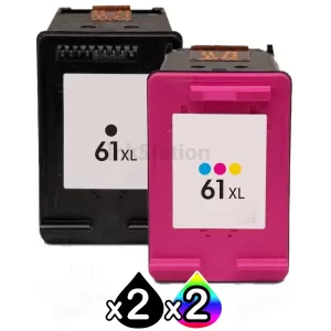 4 Pack HP 61XL Compatible High Yield Inkjet Cartridges CH563WA + CH564WA [2BK,2CL]