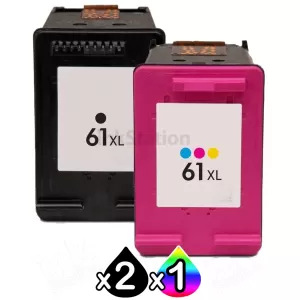 3 Pack HP 61XL Compatible High Yield Inkjet Cartridges CH563WA + CH564WA [2BK,1CL]