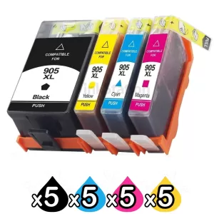 5 Sets of 4 Pack HP 905XL Compatible High Yield Inkjet Combo T6M05AA - T6M17AA [5BK,5C,5M,5Y]