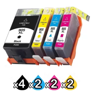 10 Pack HP 905XL Compatible High Yield Inkjet Combo T6M05AA - T6M17AA [4BK,2C,2M,2Y]