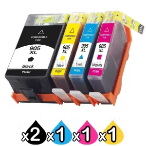 5 Pack HP 905XL Compatible High Yield Inkjet Combo T6M05AA - T6M17AA [2BK,1C,1M,1Y]
