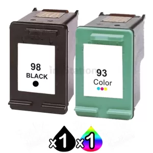 2 Pack HP 98 + 93 Compatible Inkjet Cartridges C9364WA  + C9361WA [1BK,1CL]