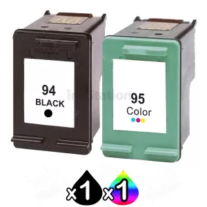 2 Pack HP 94 + 95 Compatible Inkjet Cartridges C8765WA + C8766WA [1BK,1CL]
