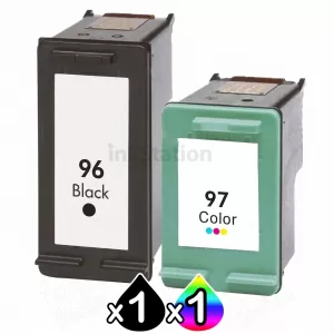 2 Pack HP 96 + 97 Compatible Inkjet Cartridges C8767WA  + C9363WA [1BK,1CL]
