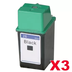 3 x HP 26 Compatible Black Inkjet Cartridge 51626AA