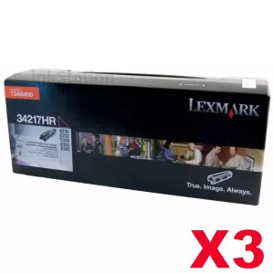 3 x Lexmark Genuine E230 / E232 / E330 / E332 Toner Cartridge - 2,500 pages (34217HR)
