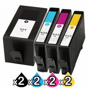 2 sets of 4 Pack HP 934XL + 935XL Compatible High Yield Inkjet Cartridges C2P23AA - C2P26AA [2BK,2C,2M,2Y]