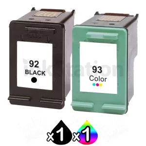2 Pack HP 92 + 93 Compatible Inkjet Cartridges  C9362WA + C9361WA [1BK,1CL]
