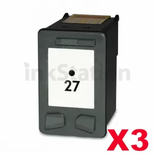 3 x HP 27 Compatible Black Inkjet Cartridge C8727AA