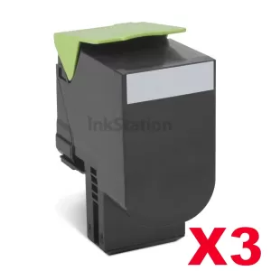 3 x Lexmark (80C8SK0) Compatible CX310 / CX410 / CX510 Black Standard Toner Cartridge - 2,500 pages