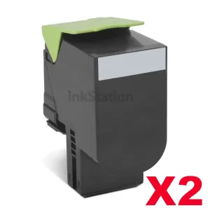 2 x Lexmark (80C8SK0) Compatible CX310 / CX410 / CX510 Black Standard Toner Cartridge - 2,500 pages