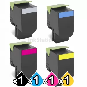 4 Pack Lexmark Compatible CS310 / CS410 / CS510 Toner Cartridges High Yield - BK 4,000 pages & CMY 3,000 pages [BK,C,M,Y]