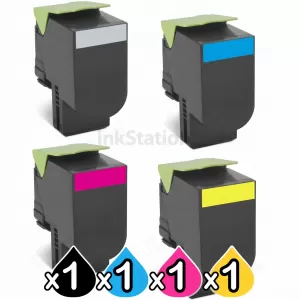 4 Pack Lexmark Compatible CS725 High Yield Return Program Toner Cartridge - BK 20,000 pages & CMY 12,000 pages [1BK,1C,1M,1Y]